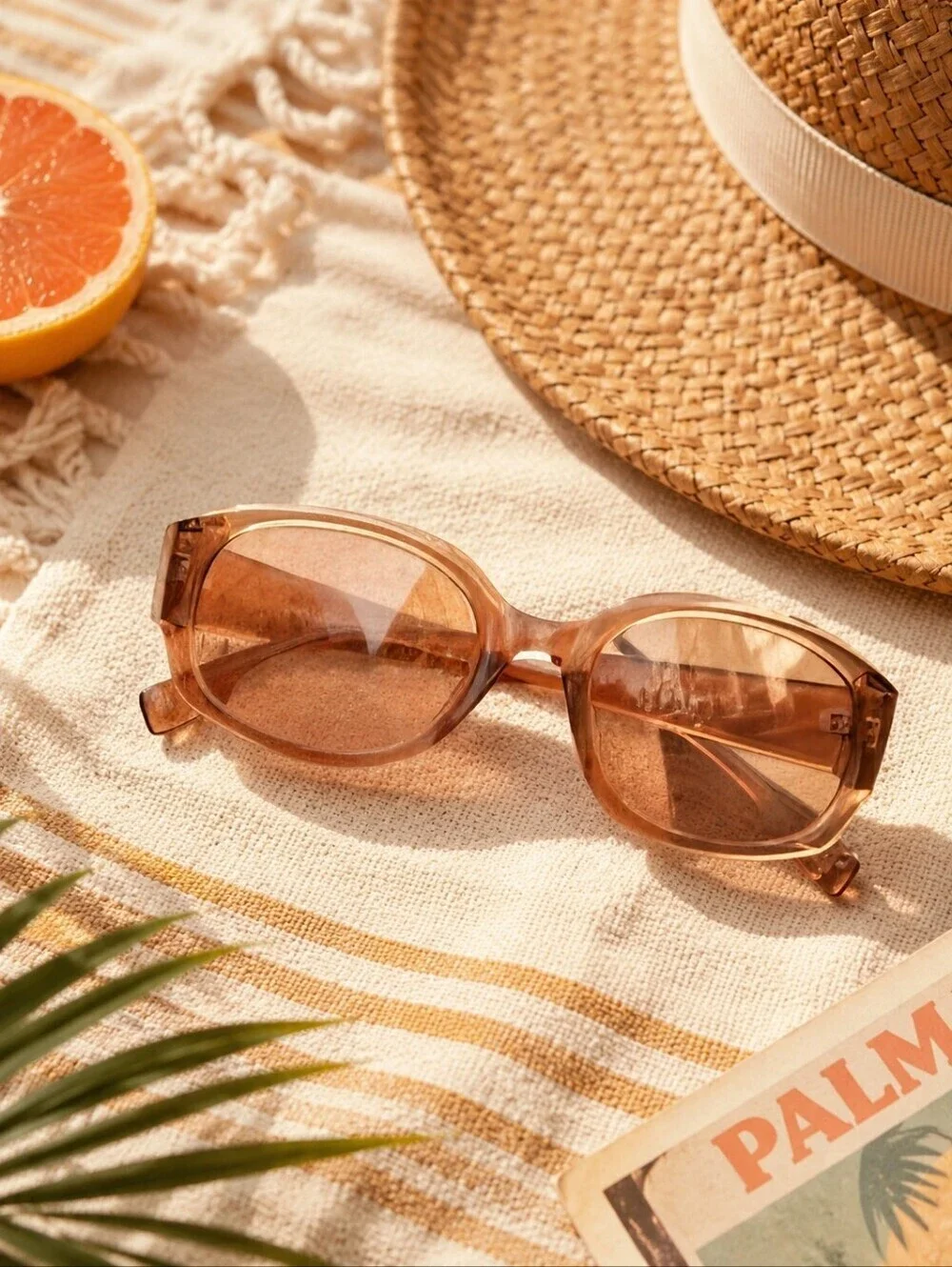 Y2K Retro Oval Sunglasses Tea Champagne Brown UV400 Acrylic Vintage Clean Girl